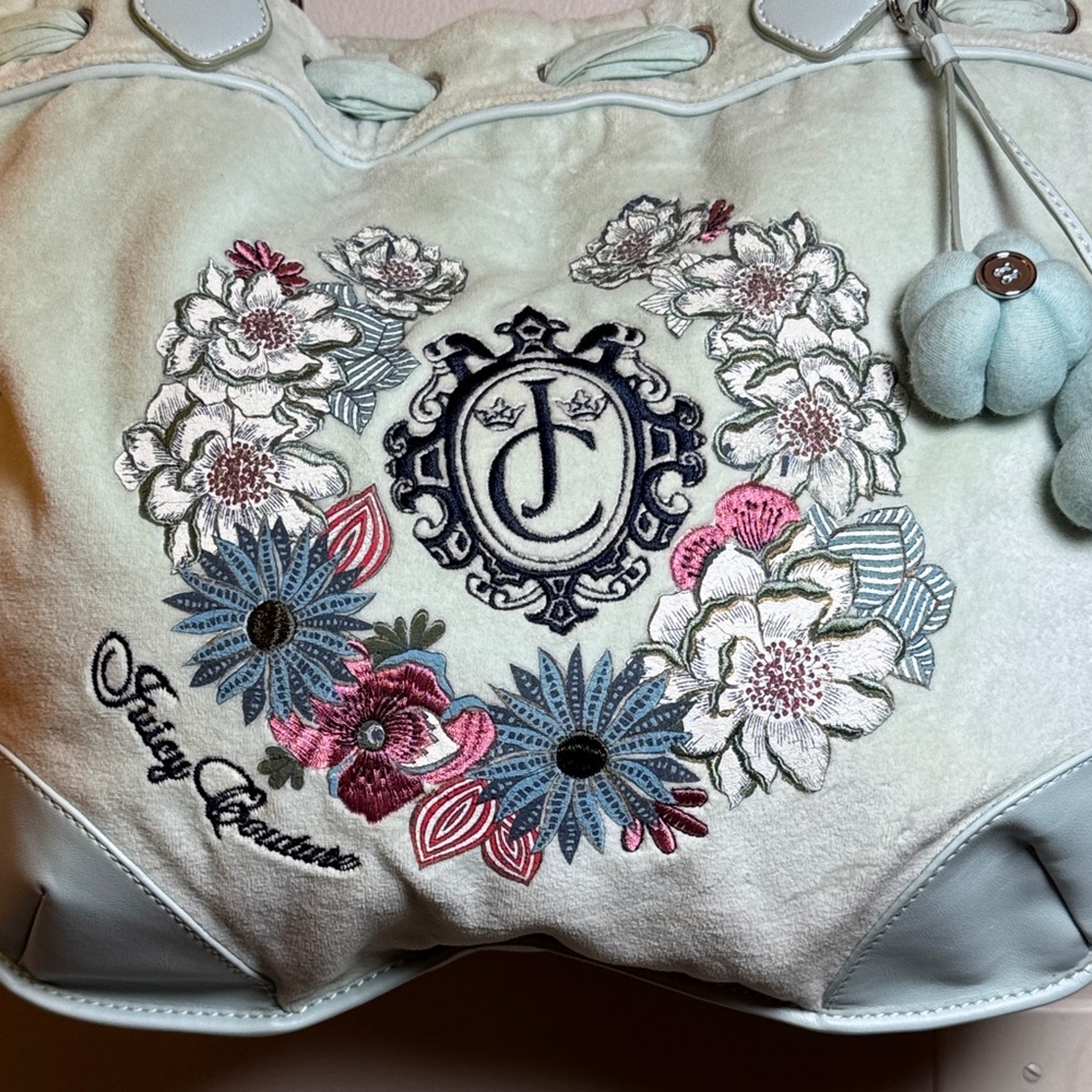 Vintage Juicy Couture Pastel Blue with Floral Embroidery - Picture 2 of 13